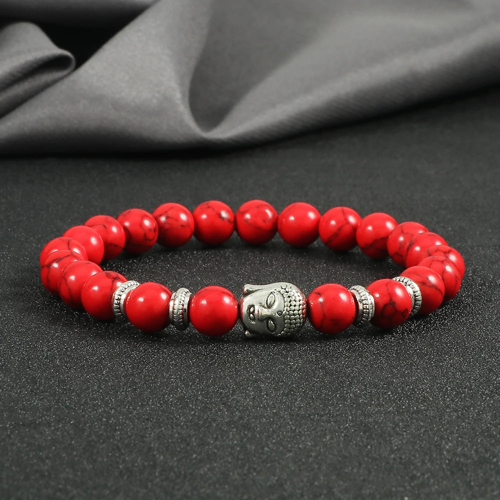 Reiki Tiger Eyes Beaded Buddha Bracelet Natural Stone Bracelet Elastic Rosary Men Women Prayer Charm Yoga Jewelry Gift Pulseras  (GoldenCity)