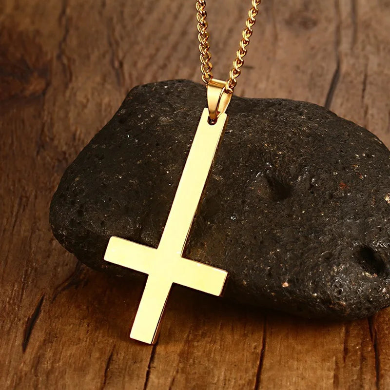 Classic Cross Necklace Men,Minimalist Stainless Steel Christianity Faith Pendant Jewelry,Prayer Gift for Him  (GoldenCity)