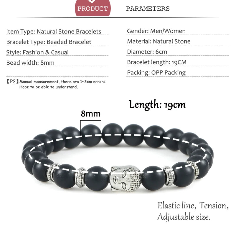 Reiki Tiger Eyes Beaded Buddha Bracelet Natural Stone Bracelet Elastic Rosary Men Women Prayer Charm Yoga Jewelry Gift Pulseras  (GoldenCity)