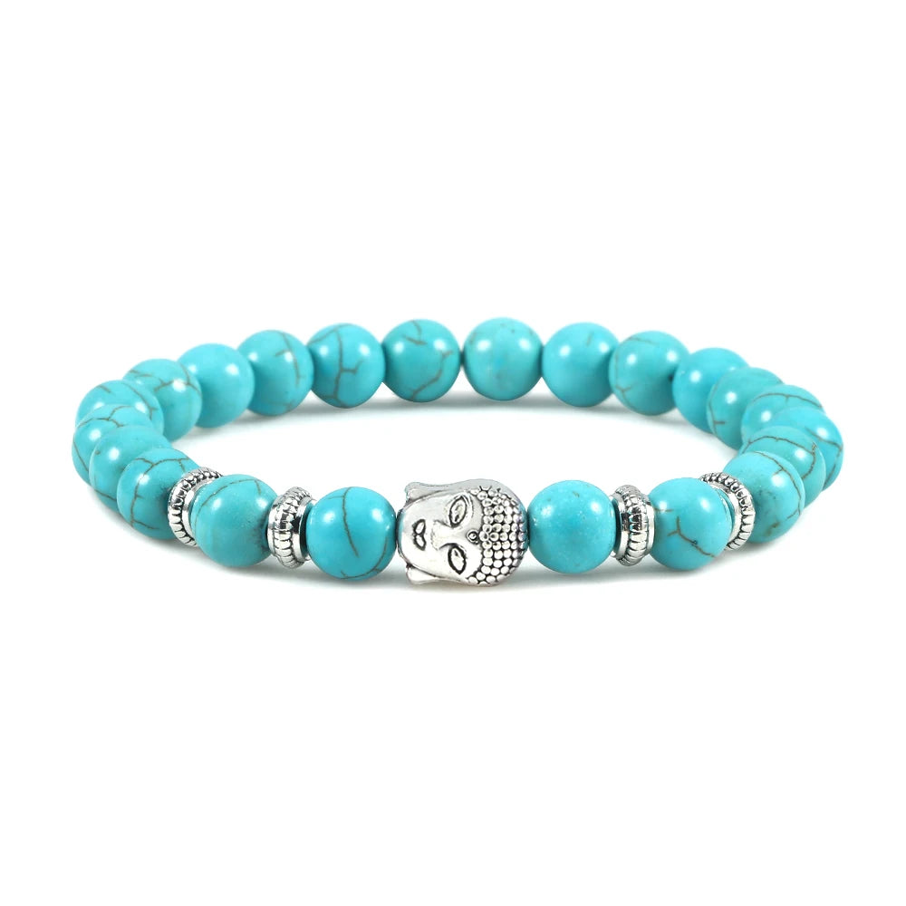 Reiki Tiger Eyes Beaded Buddha Bracelet Natural Stone Bracelet Elastic Rosary Men Women Prayer Charm Yoga Jewelry Gift Pulseras  (GoldenCity)