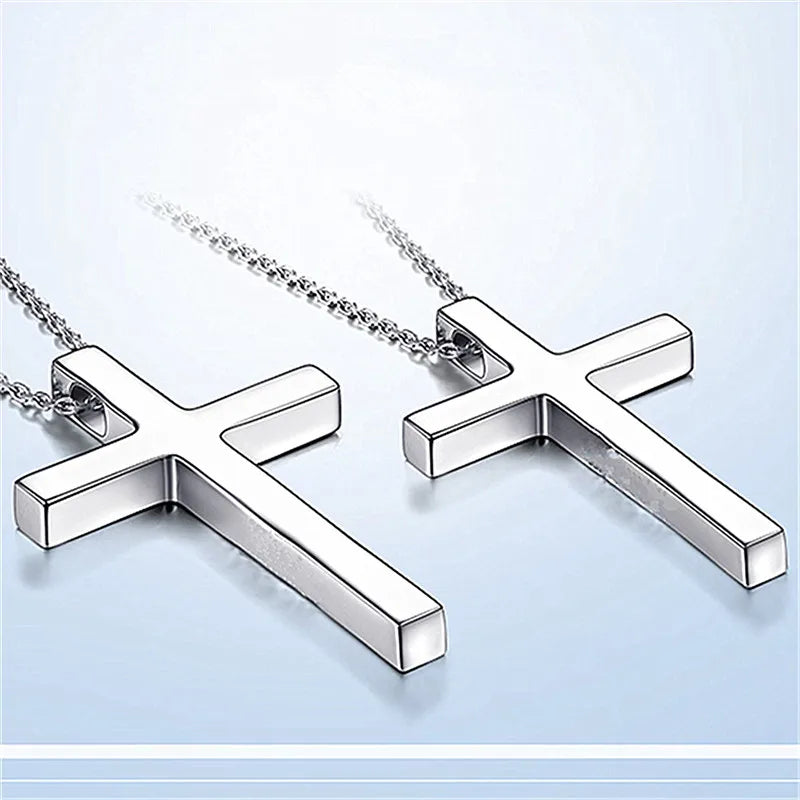 Trendy 925 Sterling Silver Necklace For Men Jewelry Female Classic Cross Pendant Necklaces Male Choker Bijou Lady Necklaces Hot  (GoldenCity)