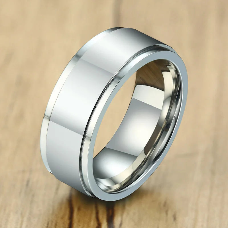 6/8mm Spinner Ring for Men Stress Release Accessory Classic Stainless Steel Wedding Band Casual Viking Rune Sport Jewelry  (GoldenCity)