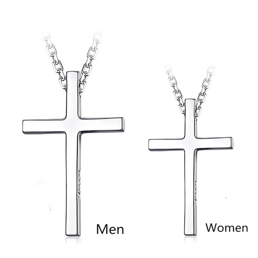 Trendy 925 Sterling Silver Necklace For Men Jewelry Female Classic Cross Pendant Necklaces Male Choker Bijou Lady Necklaces Hot  (GoldenCity)