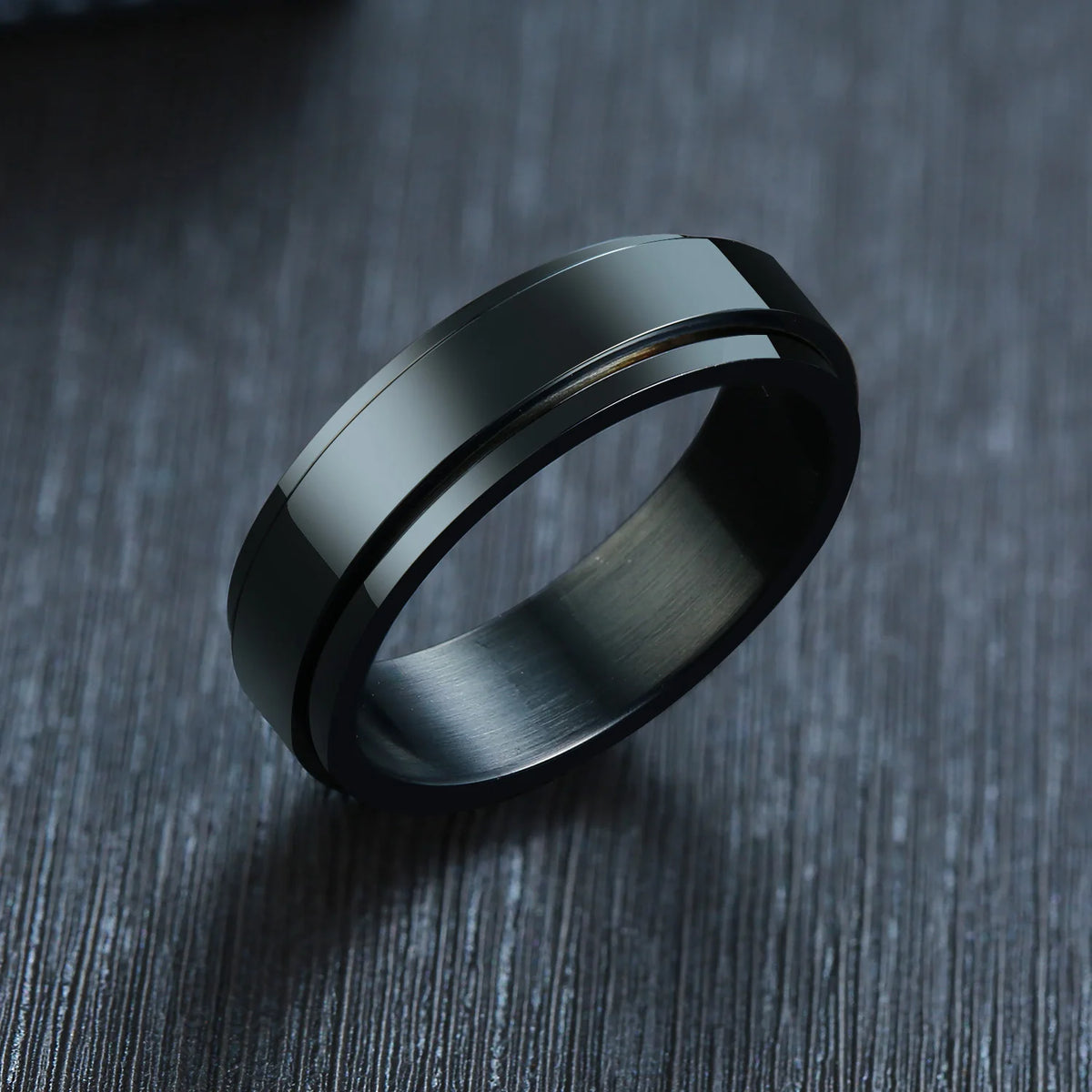 6/8mm Spinner Ring for Men Stress Release Accessory Classic Stainless Steel Wedding Band Casual Viking Rune Sport Jewelry  (GoldenCity)