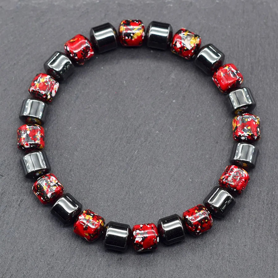 Bohemian Therapeutic No Magnetic Hematite Bracelet men Loss Weight Slimming Health Care Jewelry Women Promote Blood Circulation  (GoldenCity)