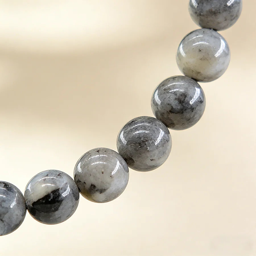 Natural Black Labradorite Stone Smooth Round Shape Beads Bracelet Fashionable Handmade Elastic Jewelry Accessories 1 Dollar Item  (GoldenCity)