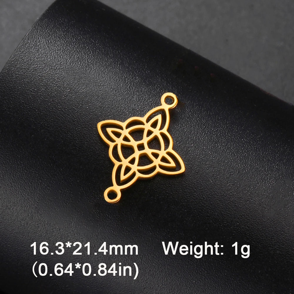 1pc Witch Knot Virgin Mary Stainless Steel Pendant Double Protection Amulet Necklace Bracelet Jewelry Making Accessories  (GoldenCity)
