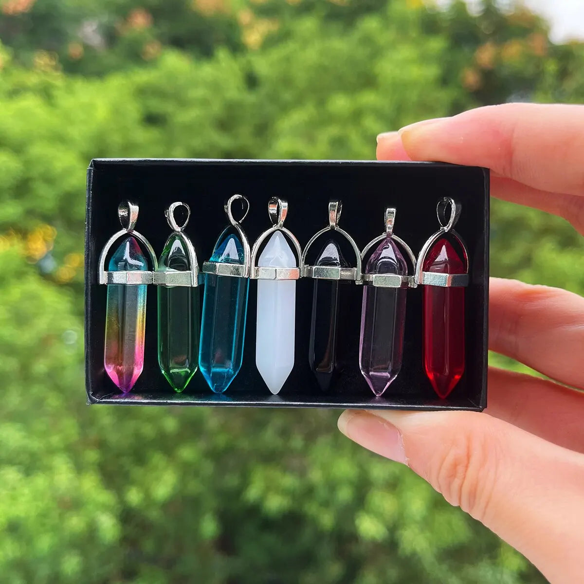 7pcs/set Bullet Shape Healing Pointed Chakra Beads Crystals For Jewelry Making Home Office Décoration Christmas Birthday Busine  (GoldenCity)