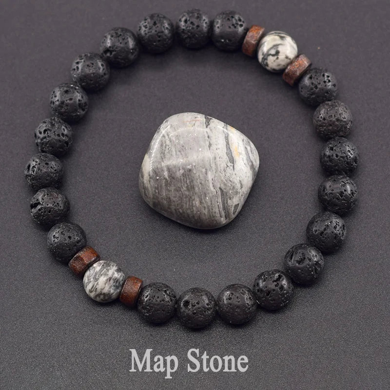 8mm Black Volcanic Beads Bracelet Men Natural Amehyst Crystal Bracelet for Women Body-Purfying Genuine Amethyst Natural Pulsera  (GoldenCity)