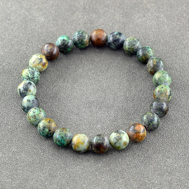 Handmade Real Natural Stone African Stone Beads Bracelet Men Yoga Mala Jewelry Green Moss Agates Beaded Bracelet Gift Wholesale  (GoldenCity)