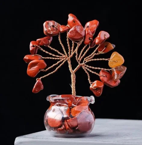 Natural Gemstone Mini Crystal Tree Bonsai Natural Stone Tabletop Decor,Home Office Luck Tree Home Ornaments  (GoldenCity)
