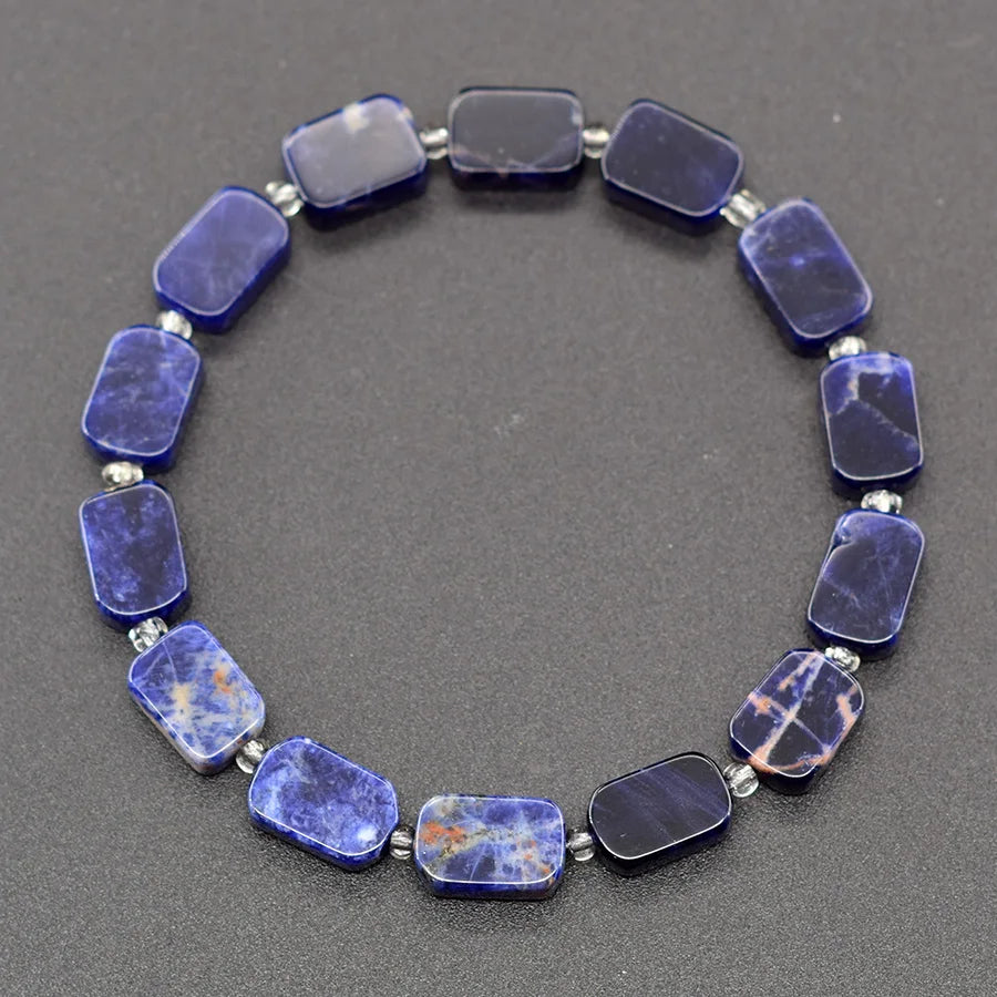 Natural Map Stone Beads Bracelet Men Women Regulate the Aura and Bring Good Luck Elastic Strand Jewelry for Kids Gift Wholesale  (GoldenCity)