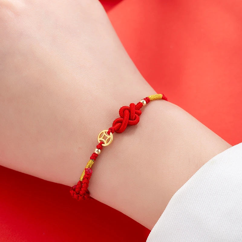 Fashion Simple Lucky Knot Red Rope Bracelets for Women Men Handmade String Adjustable Bracelet Friendship Amulet Jewelry Gift  (GoldenCity)
