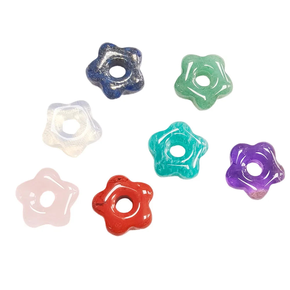 1pc Natural Stone Large Hole Beads Flower Shaped Jewelry Making DIY Necklace Bracelet Earings Accessories  (GoldenCity)