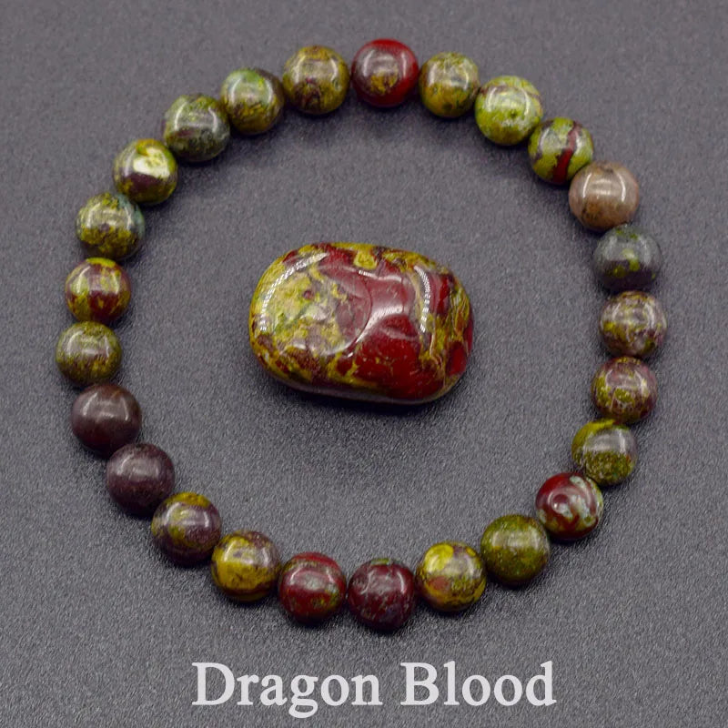 Real Natural Tree Patterned Agate Stone Beaded Bracelet Men Women Natural Lapis Lazuli Moss Agate Jade Energy Healing Jewelry  (GoldenCity)