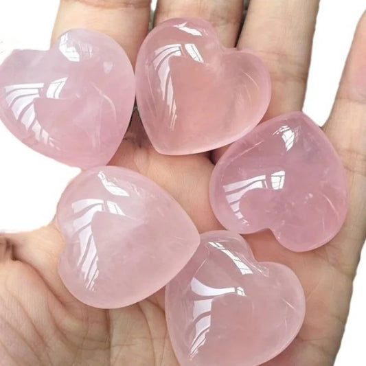 Natural Crystal Stone Love Heart Carving Reiki Healing Rose Quartz Decoration  (GoldenCity)