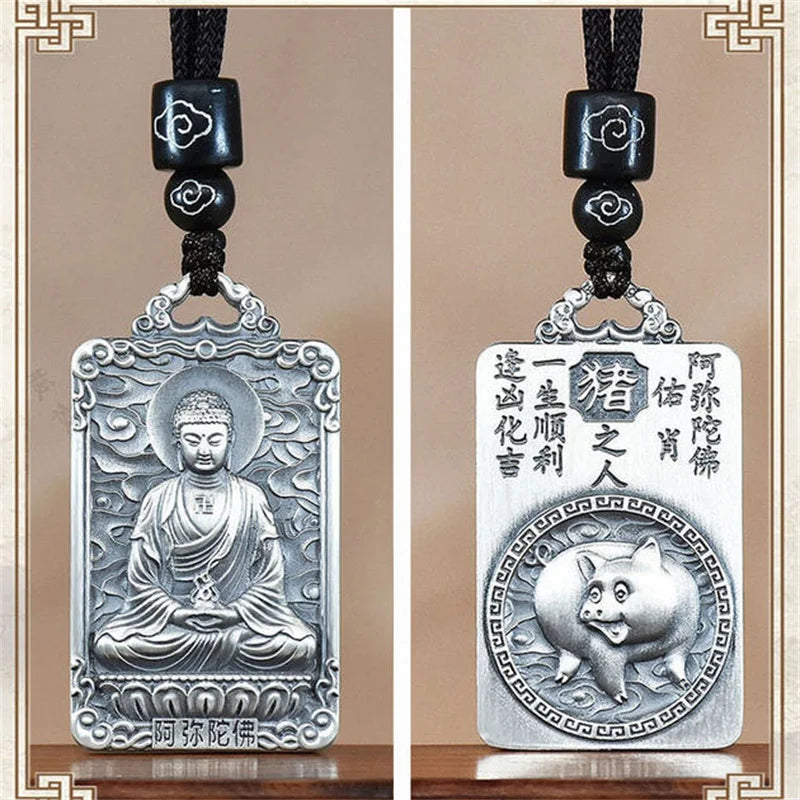 Eight Patronus Buddha Tathagata Avalokitesvara Amitabha Necklace Male Jewelry Zodiac Pendant Necklace For Women Men Amulet  (GoldenCity)