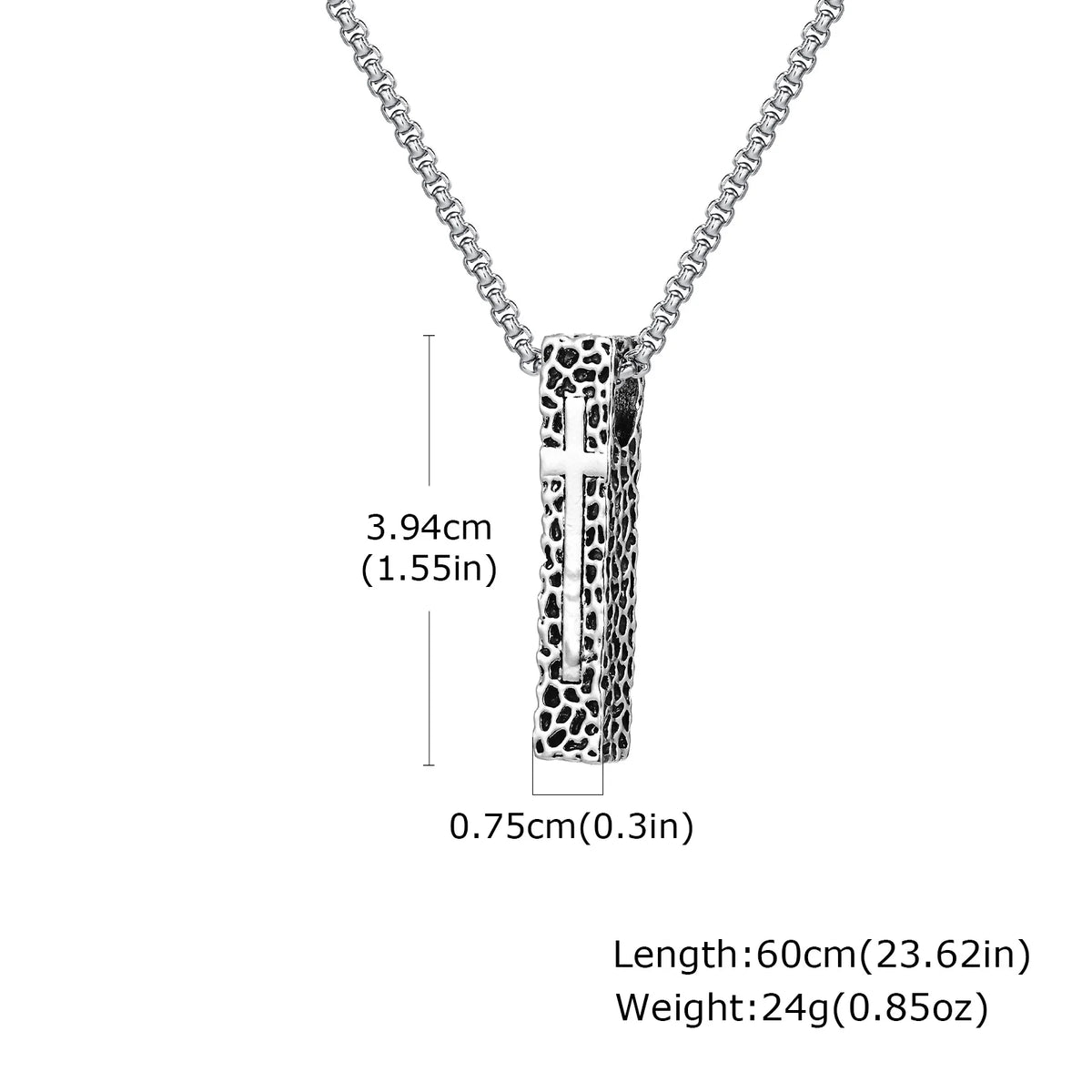 Pillar Shaped Cross Pendant Necklace, Unisex Rectangle Bar Necklaces, Cool Mens Womens Faith Jewlery Gift  (GoldenCity)