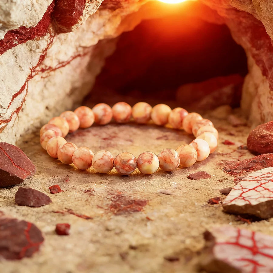 Natural Dragon Blood Stone Bracelet Rich Red Veins Texture Unisex Fashion Jewelry Ideal for Party & Work Delicate Women Jewelry  (GoldenCity)