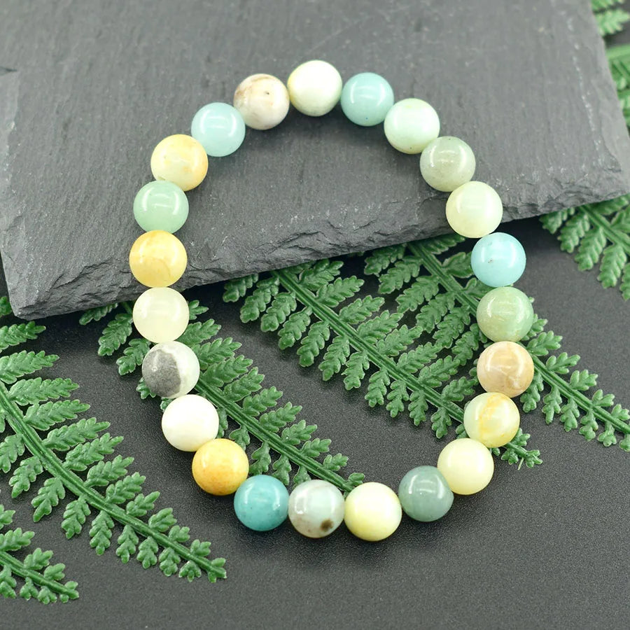 Lucky Bracelet Natural Amazonite Stone Bracelet for Women Men Amethyst Tiger Eye Aventurine Agates Stone Beads Jewelry Pulsera  (GoldenCity)