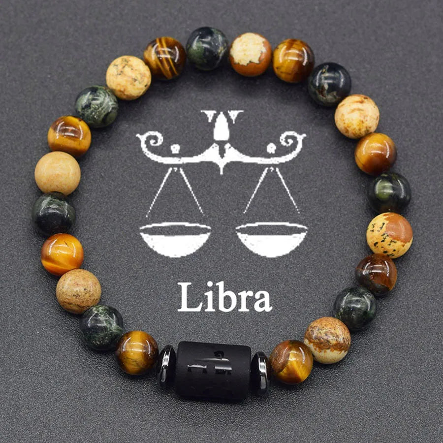 12 Zodiac Sign Bracelet Homme Constellation Bracelet for Men Aries Virgo Leo Libra Charm Bangle Women Friendship Jewelry on Hand  (GoldenCity)