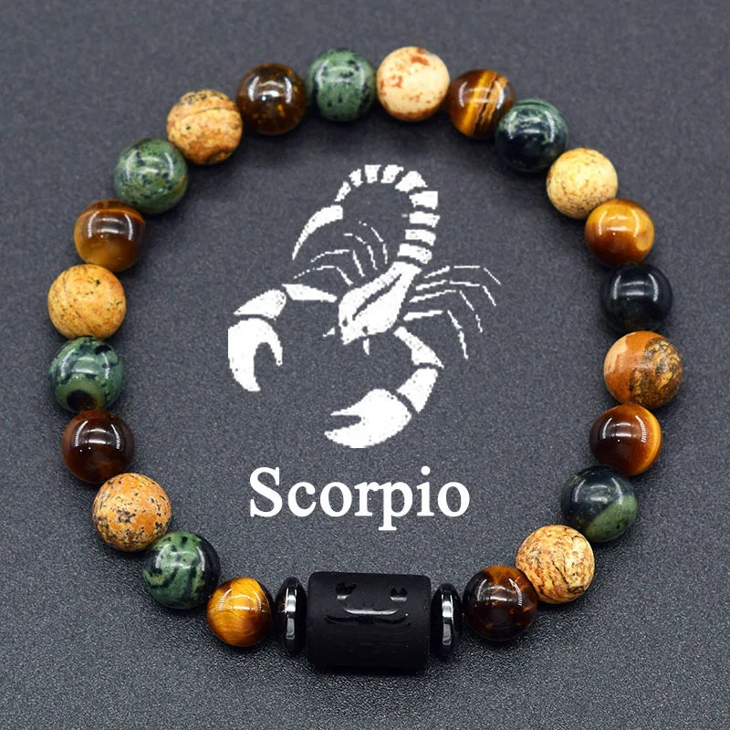 12 Constellation Signs Bracelet for Women Men 12 Zodiac Charm Bracelet Homme Capricorn Libra Leo Signs Jewelry on Hand Wholesale  (GoldenCity)