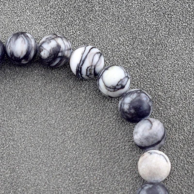 Genuine Natural Stone Bracelet Men Women Frosted Black Network Beads Jewelry Relieve Anxiety Wristband Couple Matching Gift  (GoldenCity)