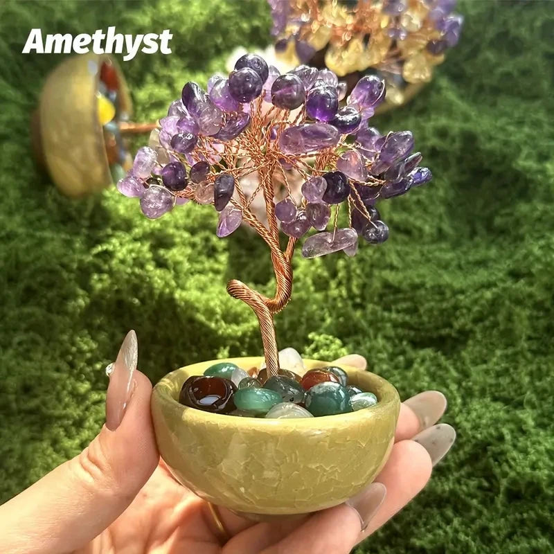 Golden City Energy Tree – Amethyst Fortune Tree-1pc, Amethyst Crystal Tree Reiki Natural Crystals Base Copper Wire Tree Life Spiritual Meditation Energy Tree Room Decor Gifts  (GoldenCity)