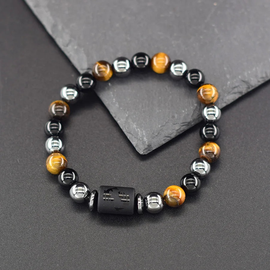 12 Zodiac Sign Bracelet Homme Constellation Bracelet for Men Aries Virgo Leo Libra Charm Bangle Women Friendship Jewelry on Hand  (GoldenCity)