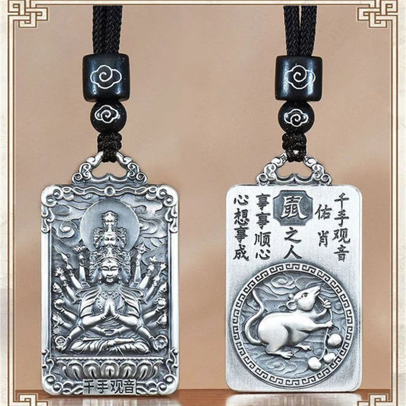 Eight Patronus Buddha Tathagata Avalokitesvara Amitabha Necklace Male Jewelry Zodiac Pendant Necklace For Women Men Amulet  (GoldenCity)