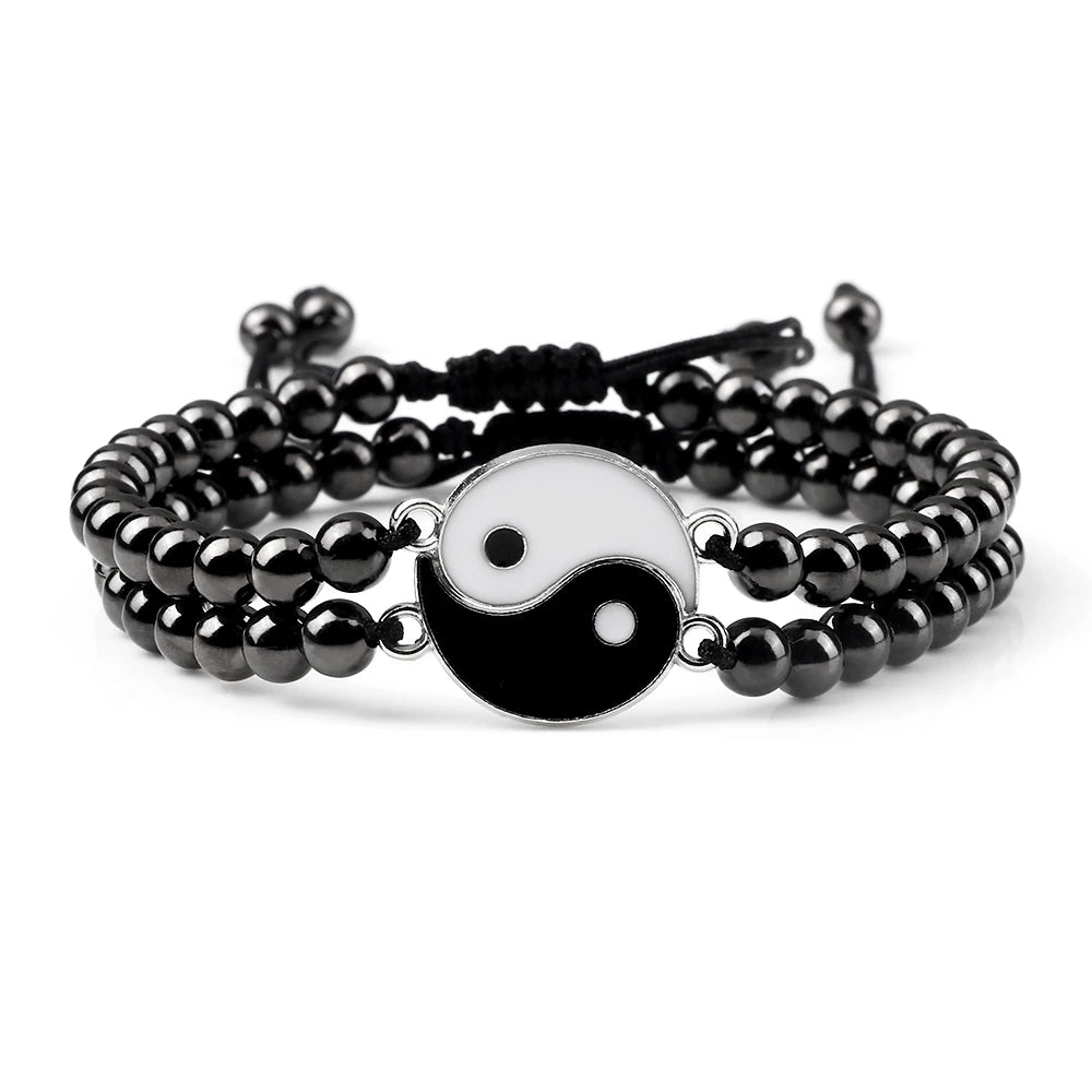Charm YinYang Balance Copper Beads Bracelet Women Men Lucky Totem Pendant Couple Bracelet&Bangle Chain Pulsera Jewelry Gift  New  (GoldenCity)