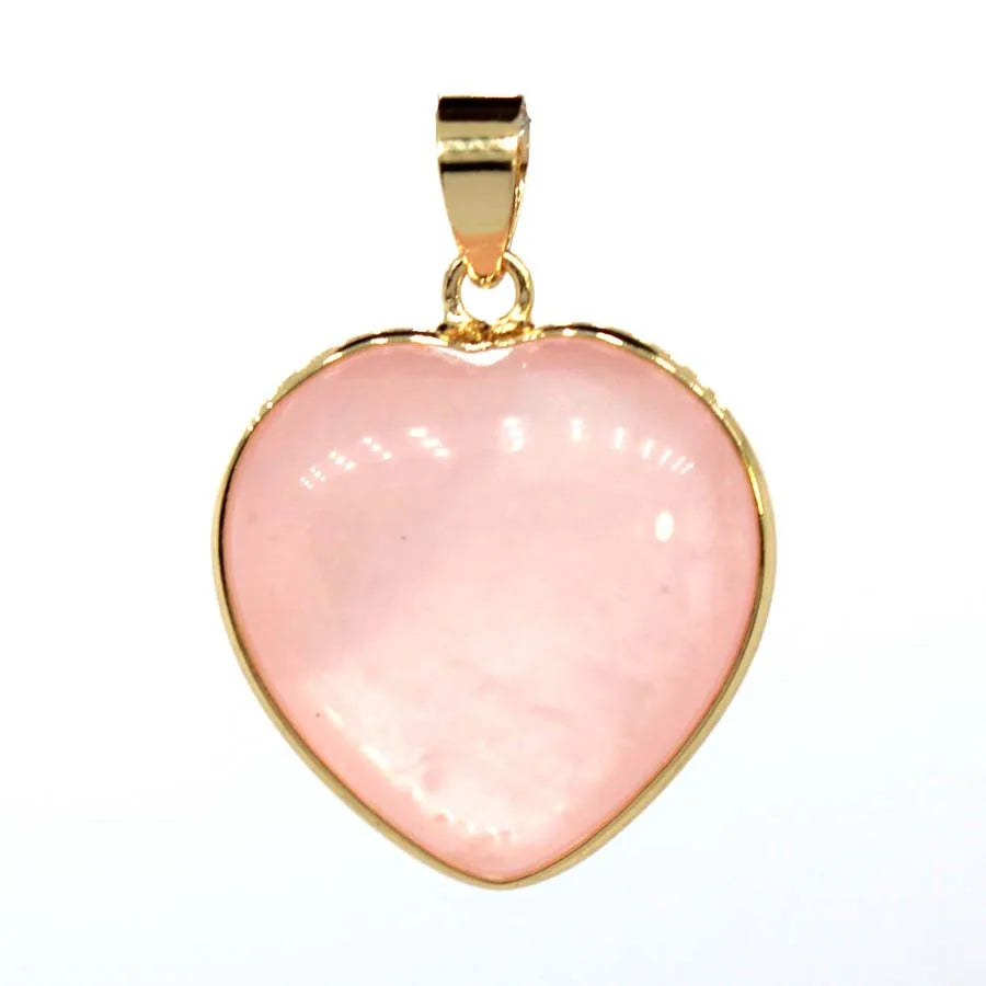 Charms Natural Healing Crystal Heart Stone Pendants For Women Necklace DIY Amethyst Rose Quartz Gemstone Choice Men Jewelry  (GoldenCity)