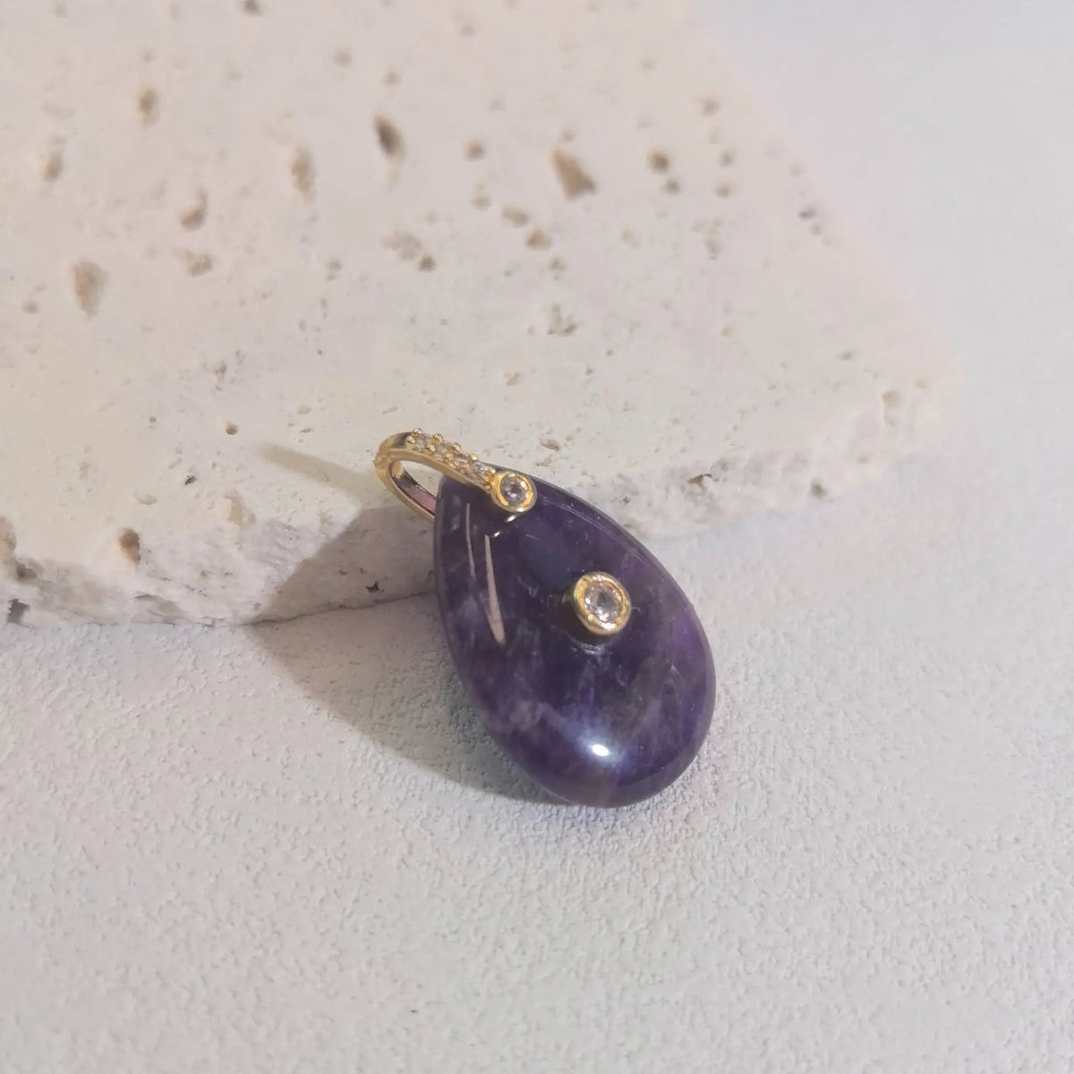 1pc Natural Stone Pendant Water Drop Shape Amethyst Tiger Eye Charms Fit DIY Accessries Jewelry Making  (GoldenCity)