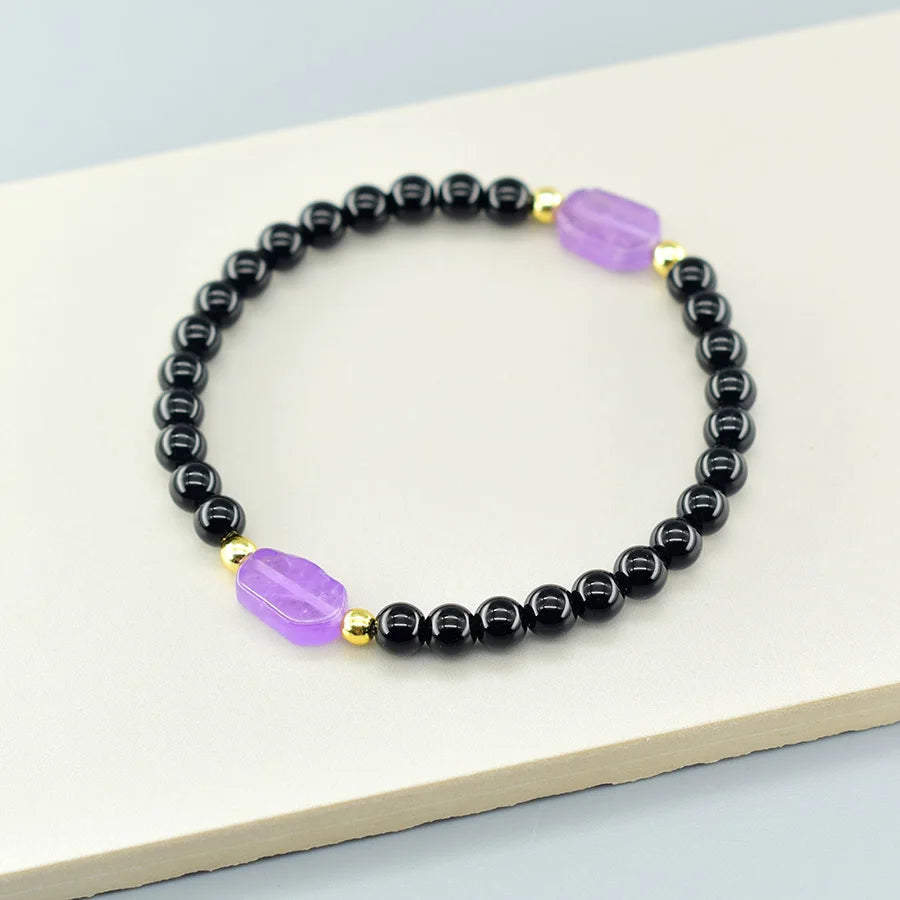 8*12MM Natural Stone Flat Rectangle Aquamarine Bracelet for Women Men Natural Crystal Purfy the Soul Jewelry Gift for Girfriend  (GoldenCity)