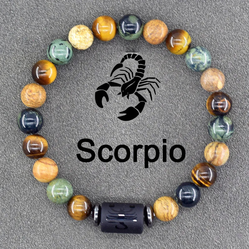 Zodiac Sign Bracelet Homme 12 Constellation Bangles Men Gemini Virgo Leo Libra Bracelet Women Friendship Gift Bracelet on Hand  (GoldenCity)