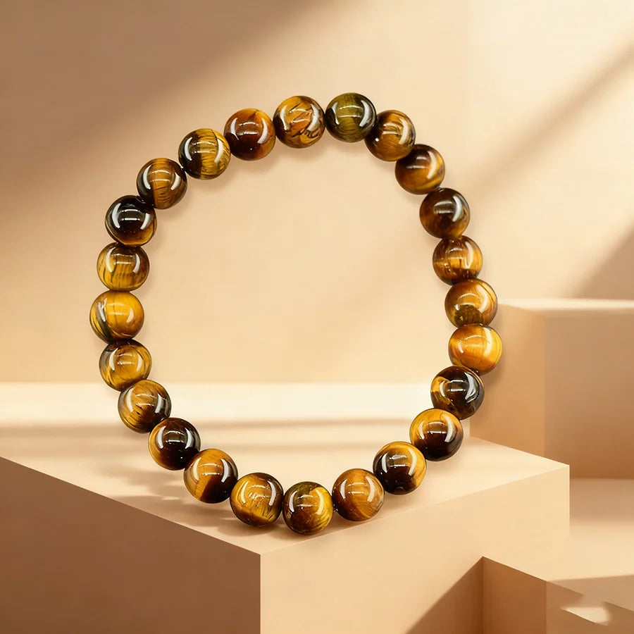 Natural Yellow Tiger Eye Bracelet for Women Genuine Yellow Tiger Eye Stone Bracelet Bring Money and Wealth Daily Wear Jewelry  (GoldenCity)