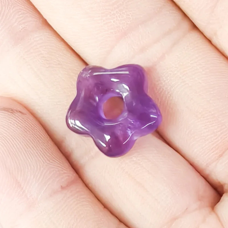 1pc Natural Stone Large Hole Beads Flower Shaped Jewelry Making DIY Necklace Bracelet Earings Accessories  (GoldenCity)