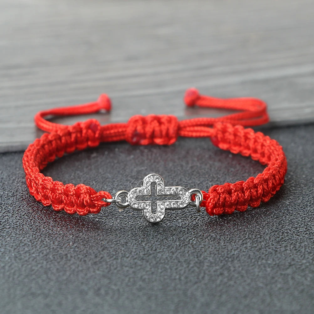 High Quality Crystal Hollow Cross Braided Bracelet Prayer Healing Bangle&Pulsera Chain Women Yoga Jewelry Gift  (GoldenCity)
