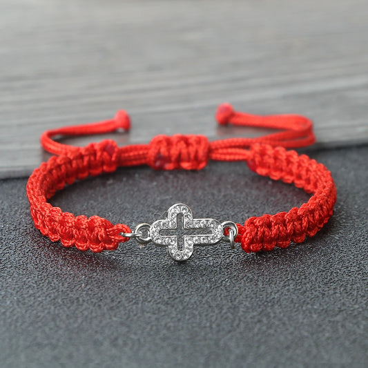 High Quality Crystal Hollow Cross Braided Bracelet Prayer Healing Bangle&Pulsera Chain Women Yoga Jewelry Gift  (GoldenCity)