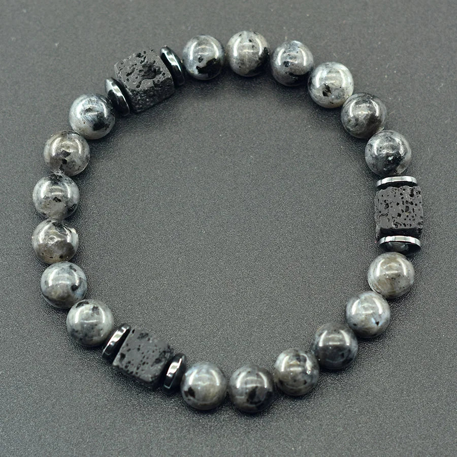 Natural Black Matte Obsidian Stone Beads Bracelet Men Women Cube Frosted Volcanic Handmade Jewelry Birthday Gift for Boyfriend  (GoldenCity)