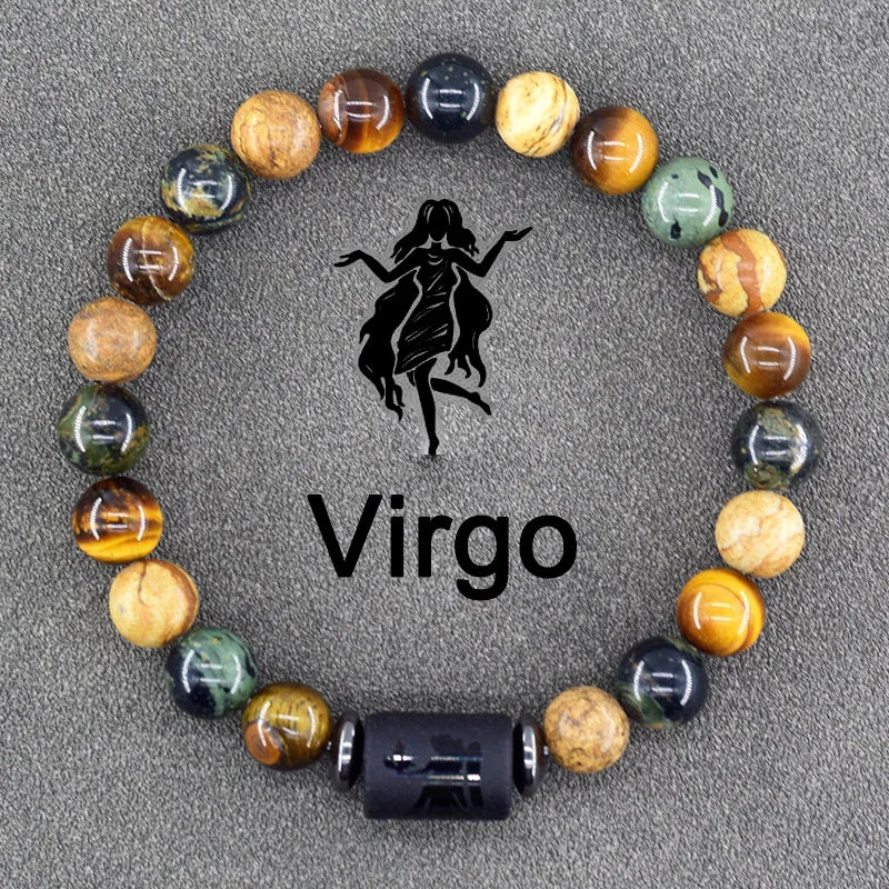 Zodiac Sign Bracelet Homme 12 Constellation Bangles Men Gemini Virgo Leo Libra Bracelet Women Friendship Gift Bracelet on Hand  (GoldenCity)