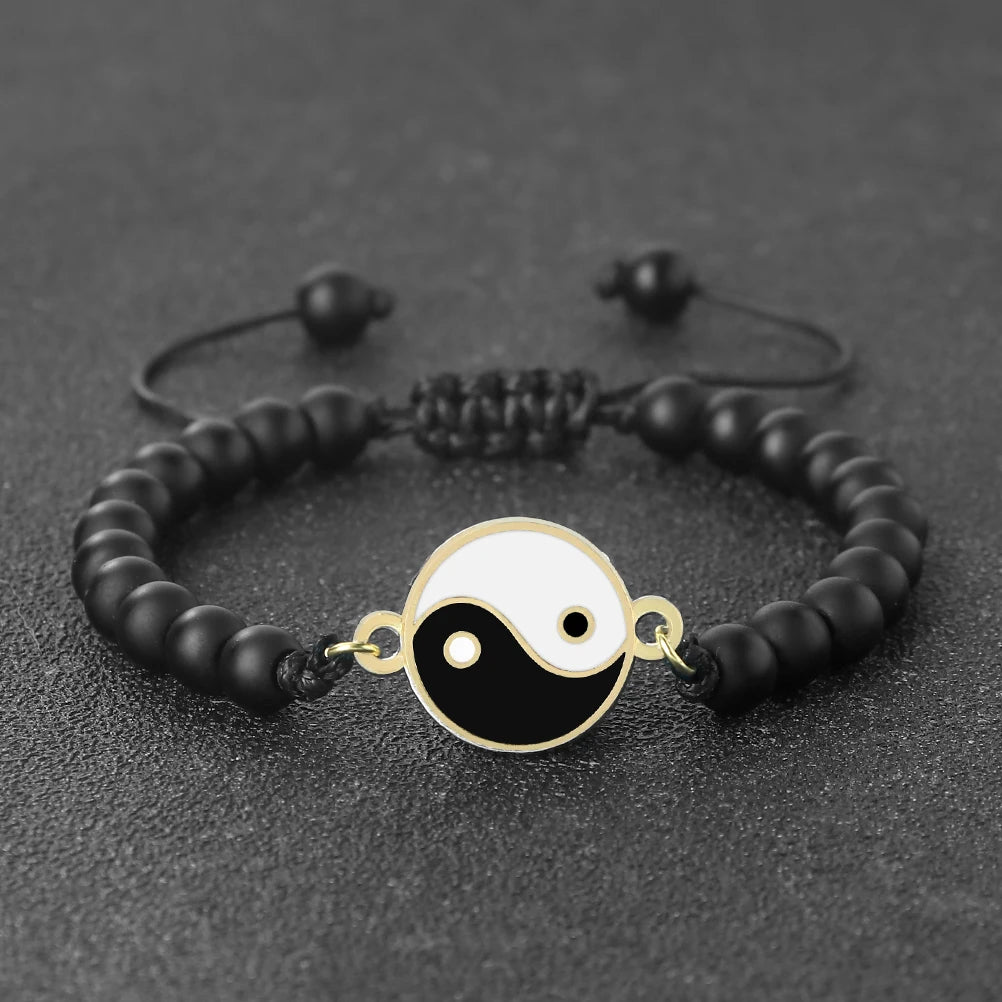 New 6mm Tiger Eye TaiChi Braided Bracelet Women Men YinYang Healing Couple Bangles Chain Adjustable Pulsera Jewelry Gift  (GoldenCity)