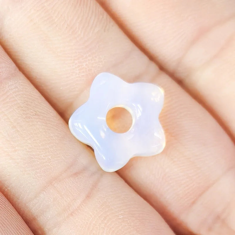 1pc Natural Stone Large Hole Beads Flower Shaped Jewelry Making DIY Necklace Bracelet Earings Accessories  (GoldenCity)