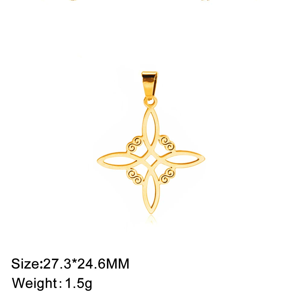 1pc Witch Knot Virgin Mary Stainless Steel Pendant Double Protection Amulet Necklace Bracelet Jewelry Making Accessories  (GoldenCity)