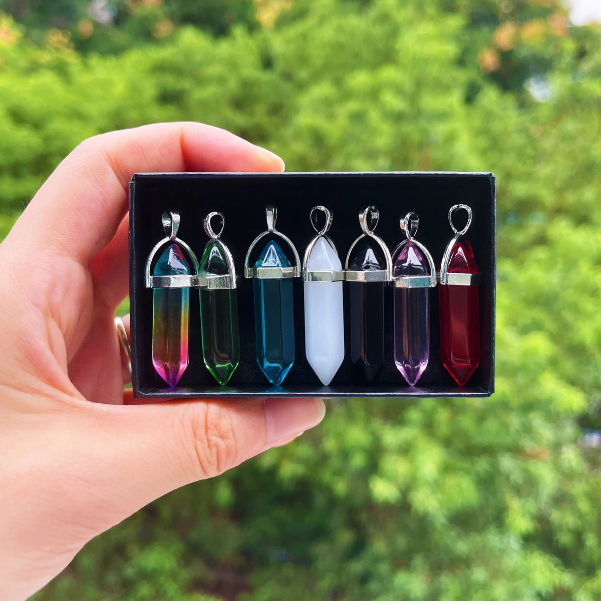7pcs/set Bullet Shape Healing Pointed Chakra Beads Crystals For Jewelry Making Home Office Décoration Christmas Birthday Busine  (GoldenCity)