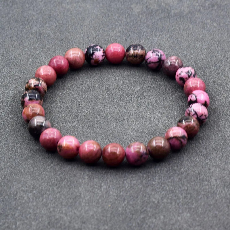 Natural  Rhodonite Stones Beads Bracelets for Women Reiki Yoga Bracelet Men Agate Quartzs Healing Bangle Wristband Jewelry Gift  (GoldenCity)