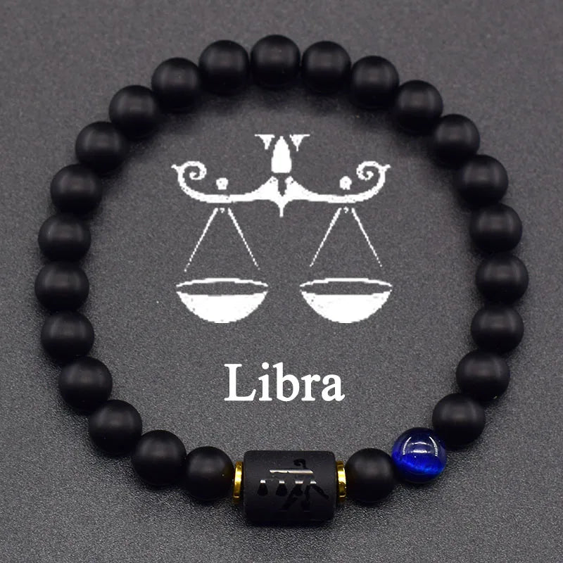 12 Zodiac Constellation Signs Bracelets for Men Women Real Natural Tiger Eye Sparrow Picture Stone Bead Bracelet Leo Taurus Gift  (GoldenCity)