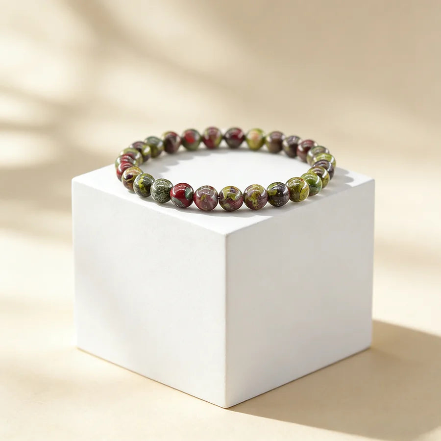Natural Green Spot Stone Beads Elastic Bracelet Moss Agates Green Aventurine Amethyst Rose Quartzs Bracelet Bangle For Women Men  (GoldenCity)