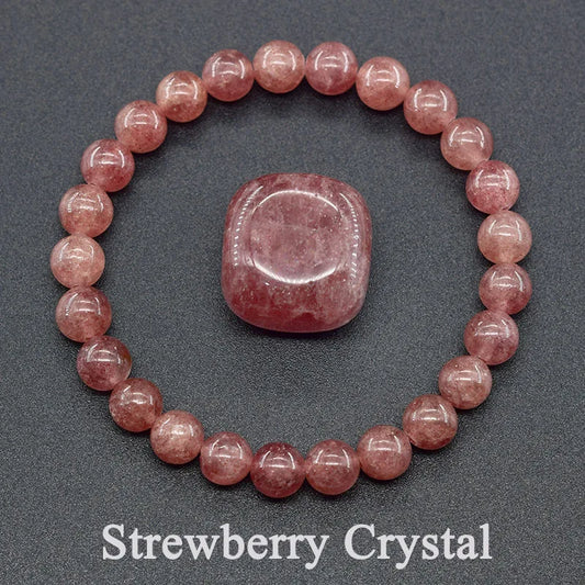 5A Quality Real Natural Brazil Strawberry Crystal Quartz Bead Bracelet Women Purify the Soul Jewelry for Women Healing Pulsera  (GoldenCity)