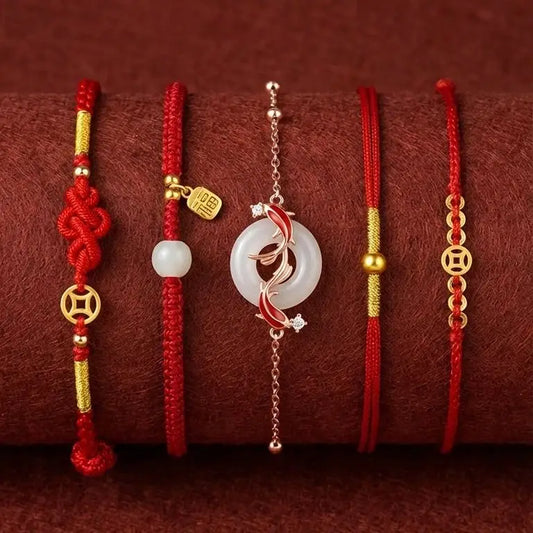 Fashion Simple Lucky Knot Red Rope Bracelets for Women Men Handmade String Adjustable Bracelet Friendship Amulet Jewelry Gift  (GoldenCity)